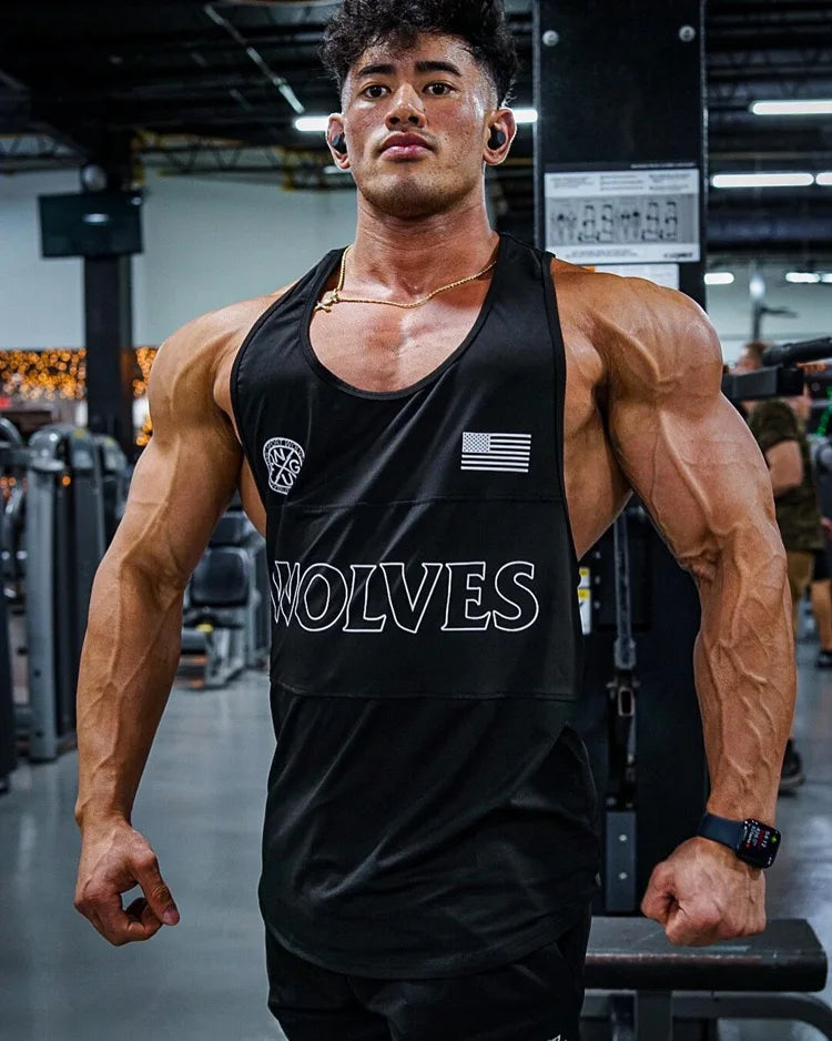 Men's Wolf Graphic Breathable Bodybuilding Tank Top