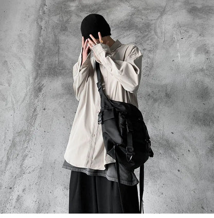 Shopper Nylon Shoulder Gothic Black Crossbody Messenger Tote Bags For Men Women's Hip Hop Techwear Satchel Waist Goth Postman