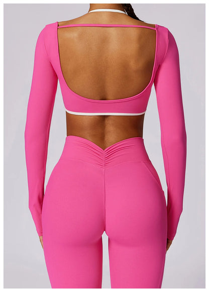Apex Ritual Women's Backless Long-Sleeve Yoga Top – Quick-Dry Training Shirt
