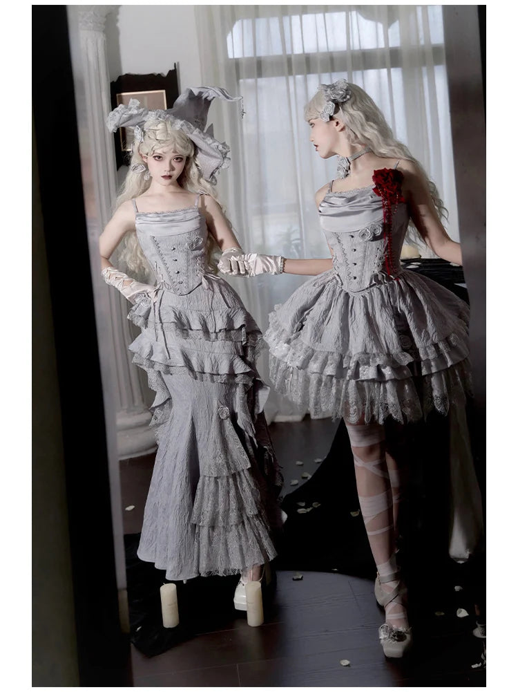 Women's Gothic Camisole Fishtail Skirt Set