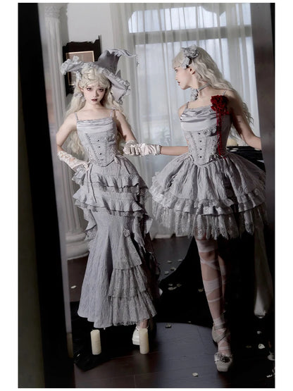 Women's Gothic Camisole Fishtail Skirt Set