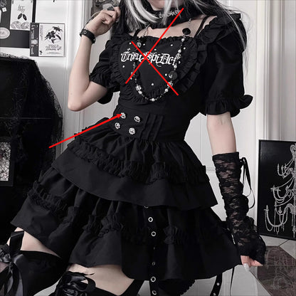 Women's Gothic Puff-Sleeve Sweetheart Dress