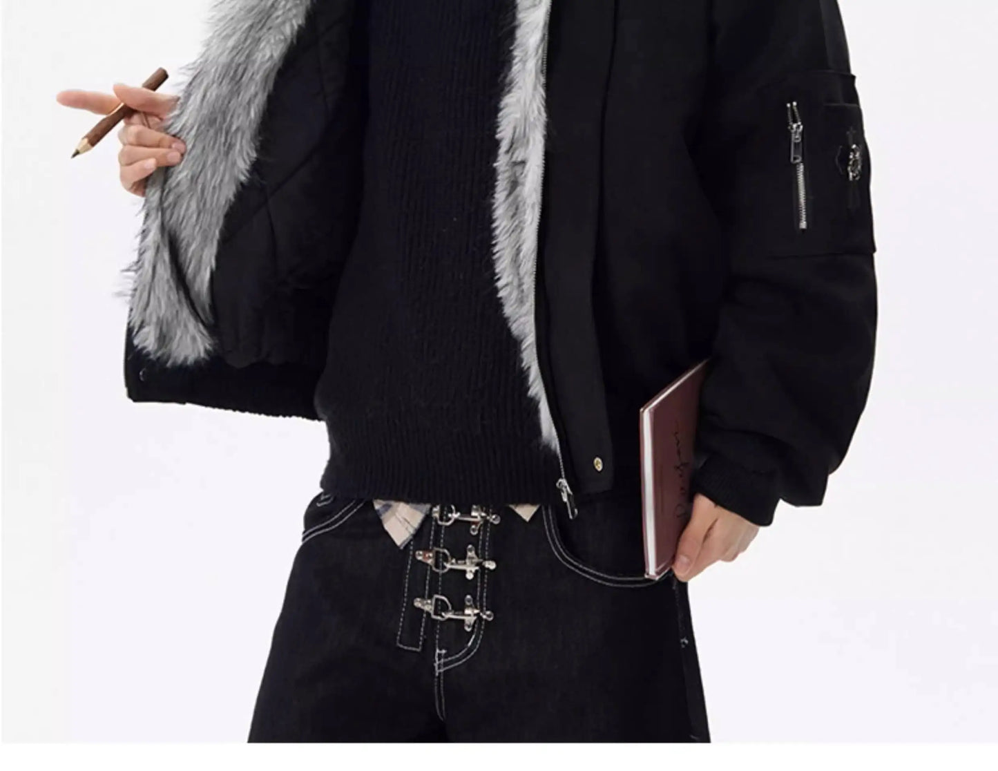PFNW Fashion Versatile Warm Coat Autumn Winter New Men's Fur Collar High Quality Thick Cotton Jacket 28L1062