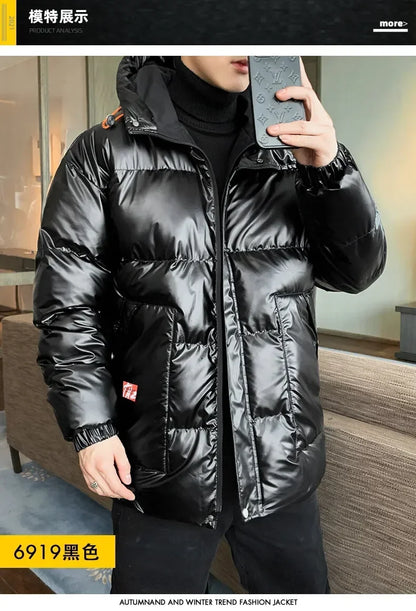 Plus size 8XL 7XL 6XL shiny coats Men Hood Warm Hip HOP winter Overcoat men's cotton-padded Parkas casual men's thickened Parka