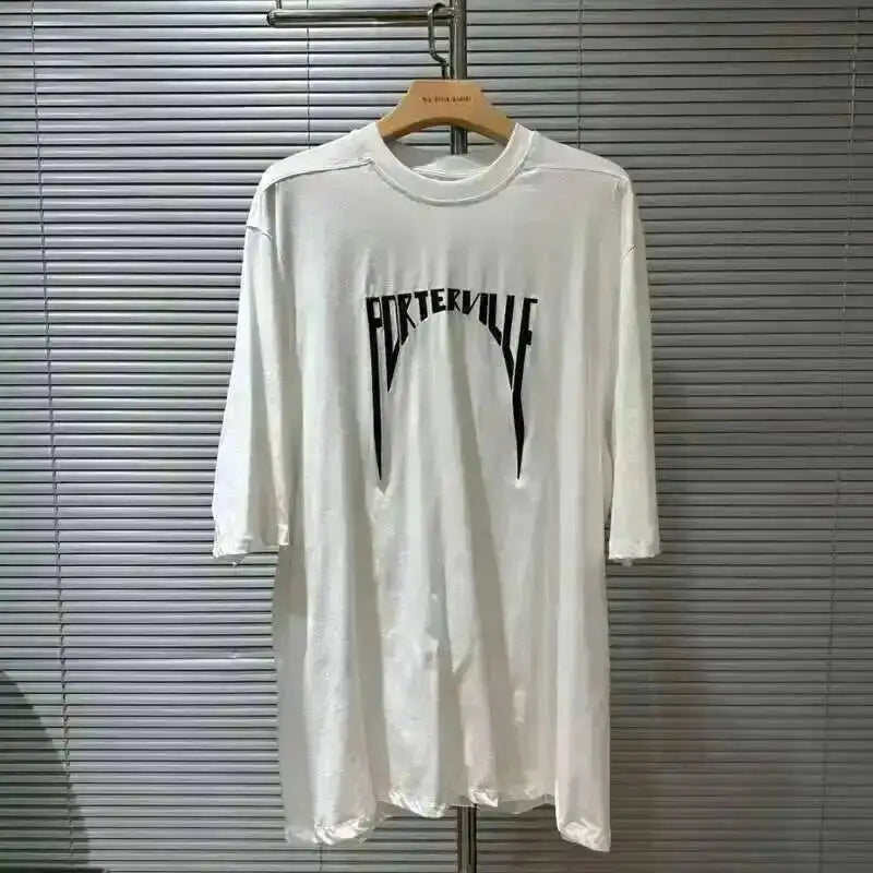 HKSH Summer Men's Tide Dark High Street Trendy Letters Print T-shirt Women Round Collar Cotton Oversized Loose Short Tees HK3578