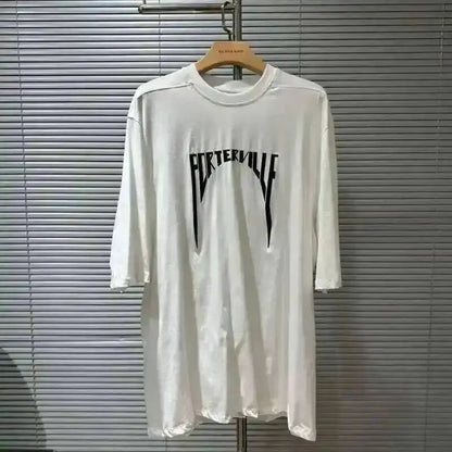HKSH Summer Men's Tide Dark High Street Trendy Letters Print T-shirt Women Round Collar Cotton Oversized Loose Short Tees HK3578
