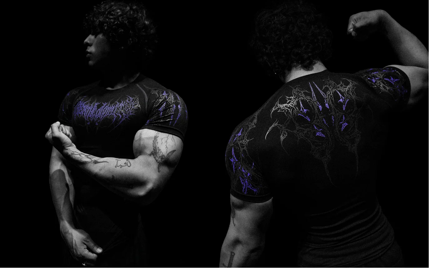 Breathedivinity Men's T-shirt - American Dark Style, Fitness and Sports Wear, Quick-Drying, Breathable, Compression Short Sleeve