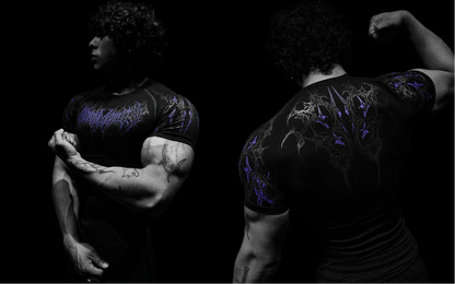 Breathedivinity Men's T-shirt - American Dark Style, Fitness and Sports Wear, Quick-Drying, Breathable, Compression Short Sleeve