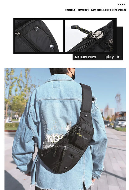 2025 New Men's Oxford Cloth Crossbody Bag Casual Single Shoulder Bag Fashionable Street Style Leisure Chest Bag for Men