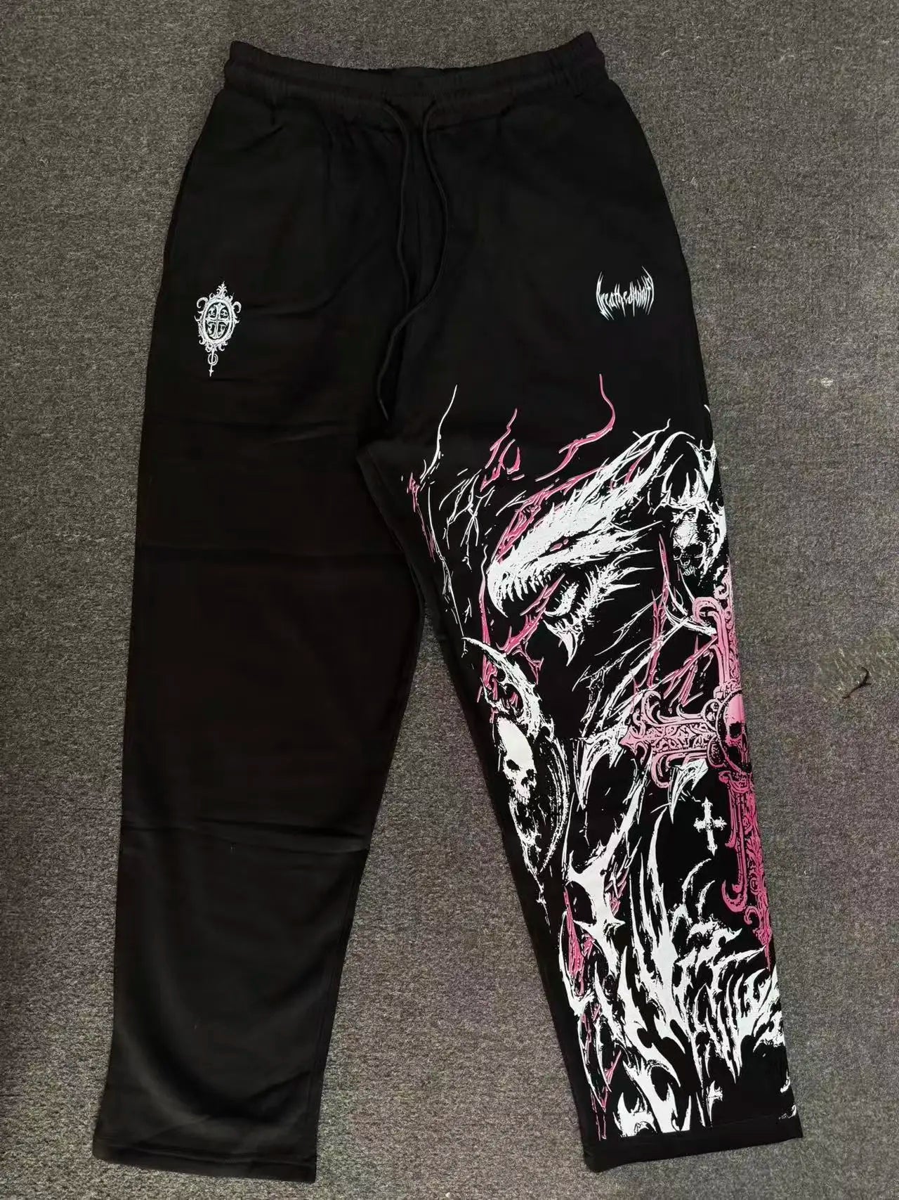 Breathedivinity American-style street workout casual loose-fit printed cotton long pants