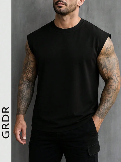 Men's White Sleeveless T-Shirt Tank Top Casual Loose Fit O-Neck Basic Vest Summer Gym Workout Streetwear Tops
