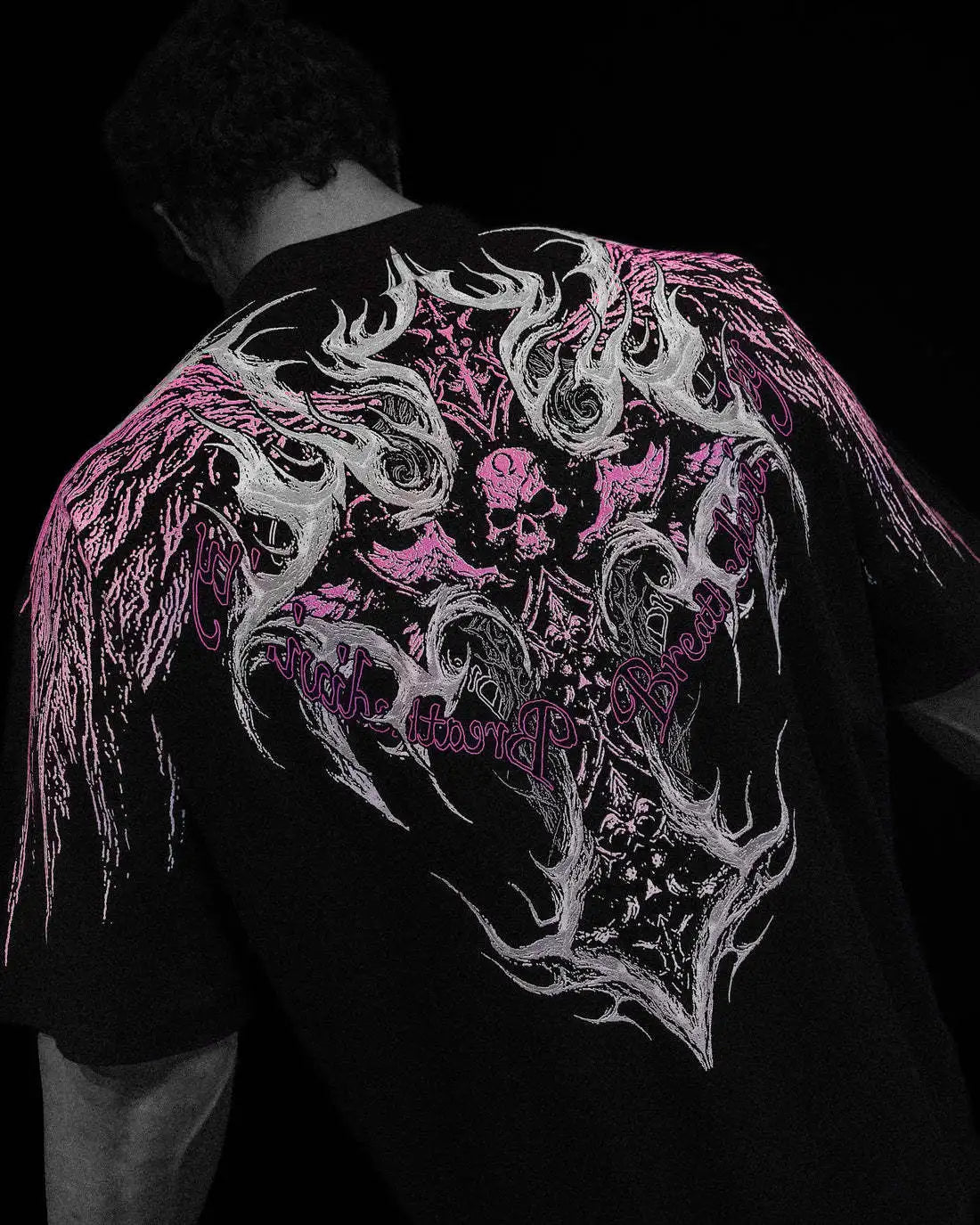 BREATHEDIVINITY Goth dark style pure cotton sports fitness men's short-sleeved t-shirt