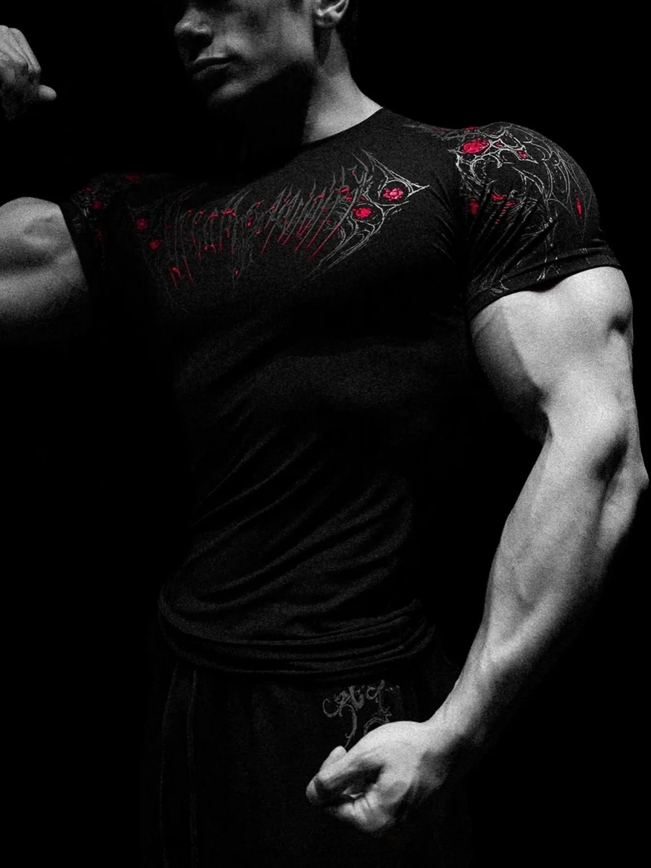 Muscular Men Trendy FitnessTShirt，Adopt American-Style Trendy Brand Sports Quick-Dry Breathable Short SleevesTShirt。