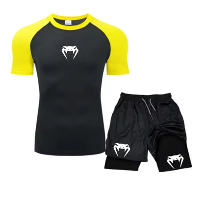 Apex Ritual Men's Training Set – Short-Sleeve Tee & Quick-Dry Mesh Shorts