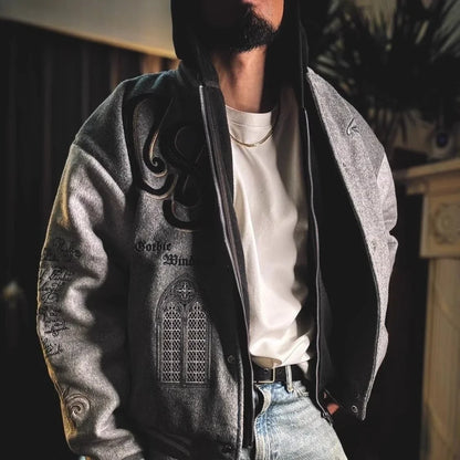 Men's Vintage Embroidered Baseball Jacket - Y2K Streetwear