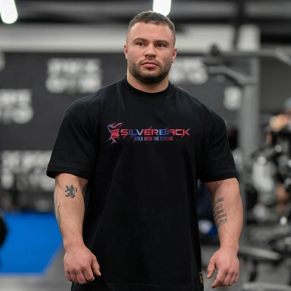 SILVERBACK Muscle Fitness T-shirt Summer Men's Athleisure Workout short sleeve Shirts cotton Fitness Tee Gym Sports Shirt Tops