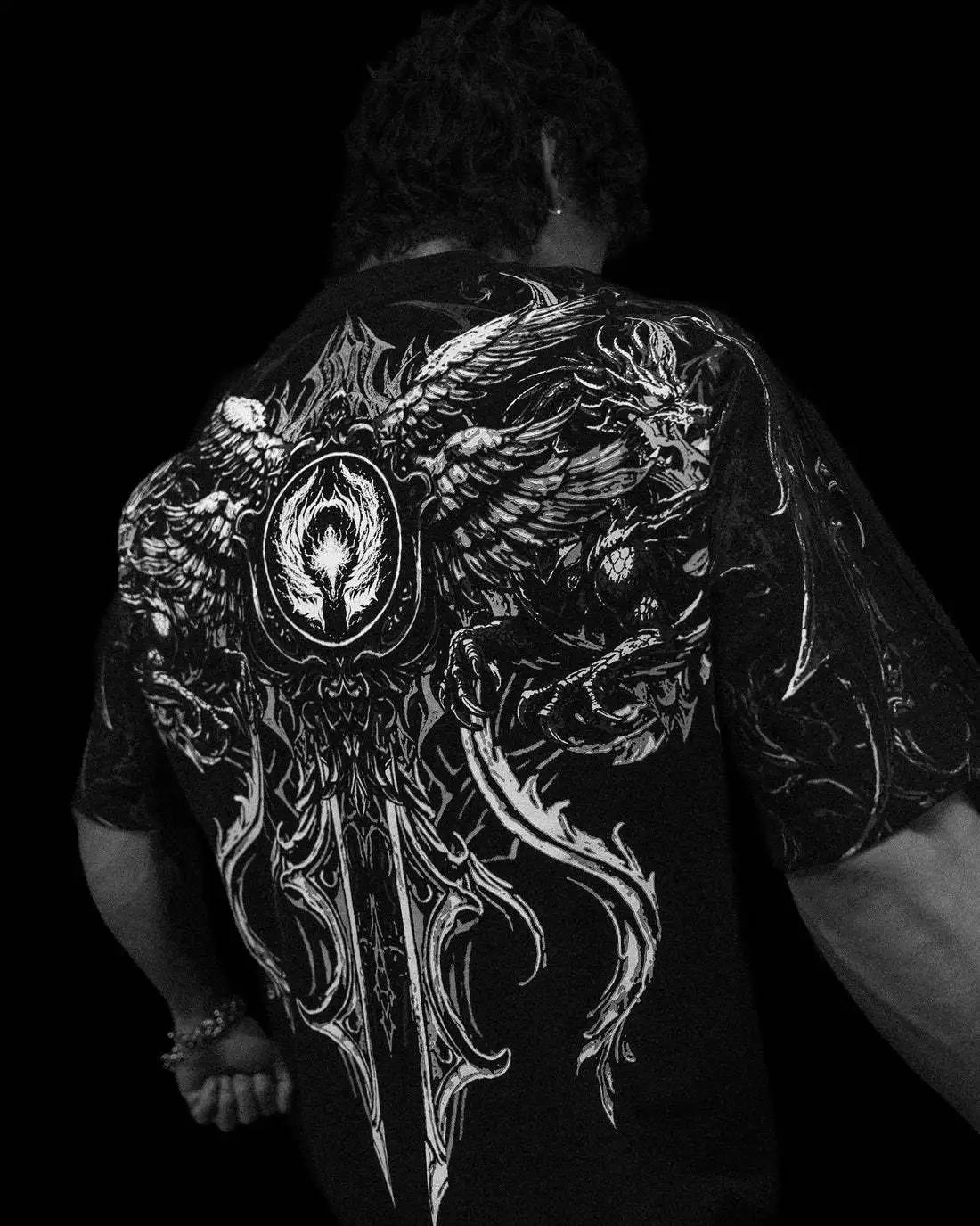 BREATHEDIVINITY Goth dark style pure cotton sports fitness men's short-sleeved t-shirt