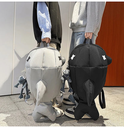 Whale Design Dual Shoulder Backpack Unisex Street Style Cycling Bag Fashionable Student Backpack for Men And Women