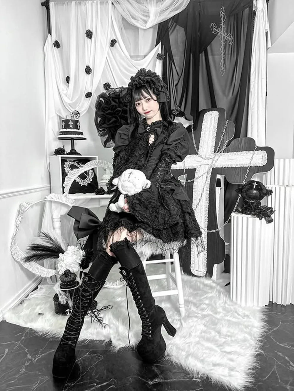 Women's Harajuku Gothic Lolita Mini Dress