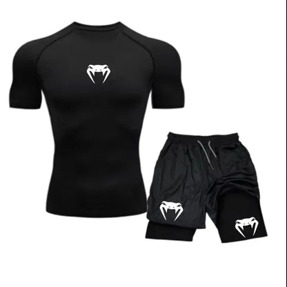 Apex Ritual Men's Training Set – Short-Sleeve Tee & Quick-Dry Mesh Shorts